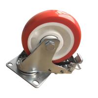 Roulette pivotante silencieuse LINGTA de 4 pouces, orange, rouge et blanche, en polyuréthane, avec support métallique et frein, durable, pour extérieur et salon, avec roulement à billes