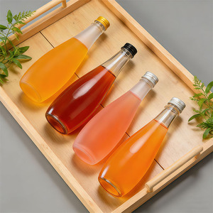 Bouteille de boisson en verre transparent givré en forme de cône avec logo personnalisé, 330 ml, 500 ml, bouchon métallique hermétique pour vin de fruits, jus - Product Image 2