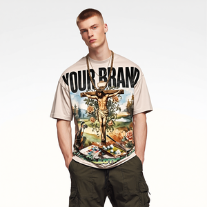 T-shirt Homme 100% Coton Épais Personnalisé avec Logo du Fabricant, Coupe Boxy Oversize Streetwear Vintage Délavé à la Pierre, Vente en Gros - Product Image 2