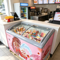Vitrine Réfrigérée pour Crèmes Glacées, Présentoir à Basse Température en Verre pour Cornets de Glace, Idéal pour les Magasins de Crèmes Glacées