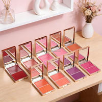Private Label Langhoudende Natuurlijke Roze Blush Palette Luxe Gouden Wangenmake-up Crème & Poeder Blush Duo
