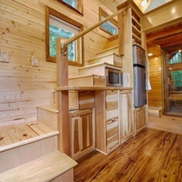 Chalet en Bois Préfabriqué Entièrement Équipé, Micro-Maison Écologique sur Roues, Maisons Conteneurs Mobiles, Cabines Remorques Habitables