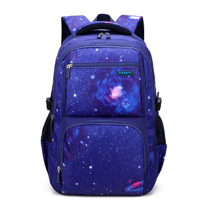 Sac à dos en nylon de haute qualité motif ciel étoilé et poissons naturels pour garçons de l'école primaire et secondaire (3e-6e année) avec harnais à coussin d'air contrastant - Product Image 4