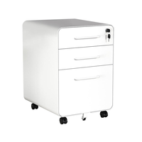 Meuble de rangement mobile en acier à 3 tiroirs avec poignée encastrée et serrure de sécurité, idéal pour chambre, bureau ou usage technique