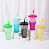 Gobelet en plastique réutilisable PP 710 ml (24 oz) à changement de couleur, avec logo personnalisé, indispensable pour l'été et la rentrée scolaire, idéal pour les cadeaux de fête
