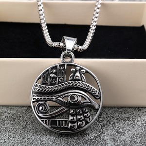 Collar yunnique de acero inoxidable con colgante de ojo de Ra del antiguo Egipto para hombre, joyería de regalo para combinar con ropa - Product Image 3