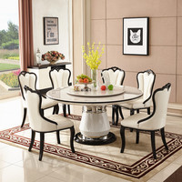 Ensemble de table à manger en marbre blanc de Carrare, style italien moderne et luxueux, finition brillante, pour appartement et hôtel
