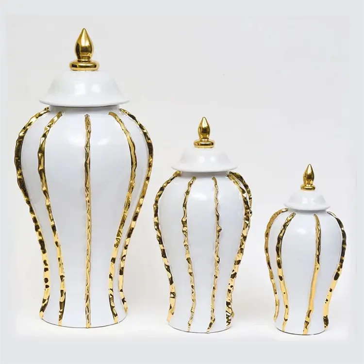 Европейская Золотая банка для имбиря, домашний декор, настольная фарфоровая банка, роскошная керамическая ваза для цветов