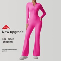 Pantalon de sport évasé pour femme, coupe ajustée, à manches longues, demi-zip, séchage rapide, respirant, en Spandex/Nylon, personnalisé