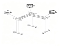 Bureau debout électrique en forme de L avec triple moteur |   Bureau de direction moderne à hauteur réglable pour configuration multi-écrans