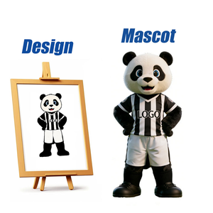 Nuovo Set di Personaggi <span class=keywords><strong>Panda</strong></span> in Peluche con Abito Rosso Personalizzato, Tecnica di Ricamo, Vendita Diretta dalla Fabbrica, <span class=keywords><strong>Costume</strong></span> Personalizzato per Eventi - Product Image 2