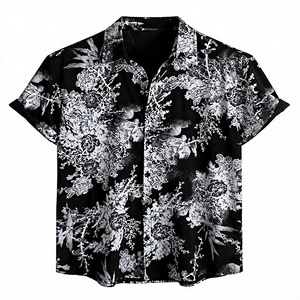 เสื้อเชิ้ตแขนสั้นผู้ชายสีดำล้วน/พิมพ์ลายตามสั่ง ปกคอปกติดกระดุม สวมใส่สบาย แห้งเร็ว ระบายอากาศได้ดี เป็นมิตรกับสิ่งแวดล้อม - Product Image 1