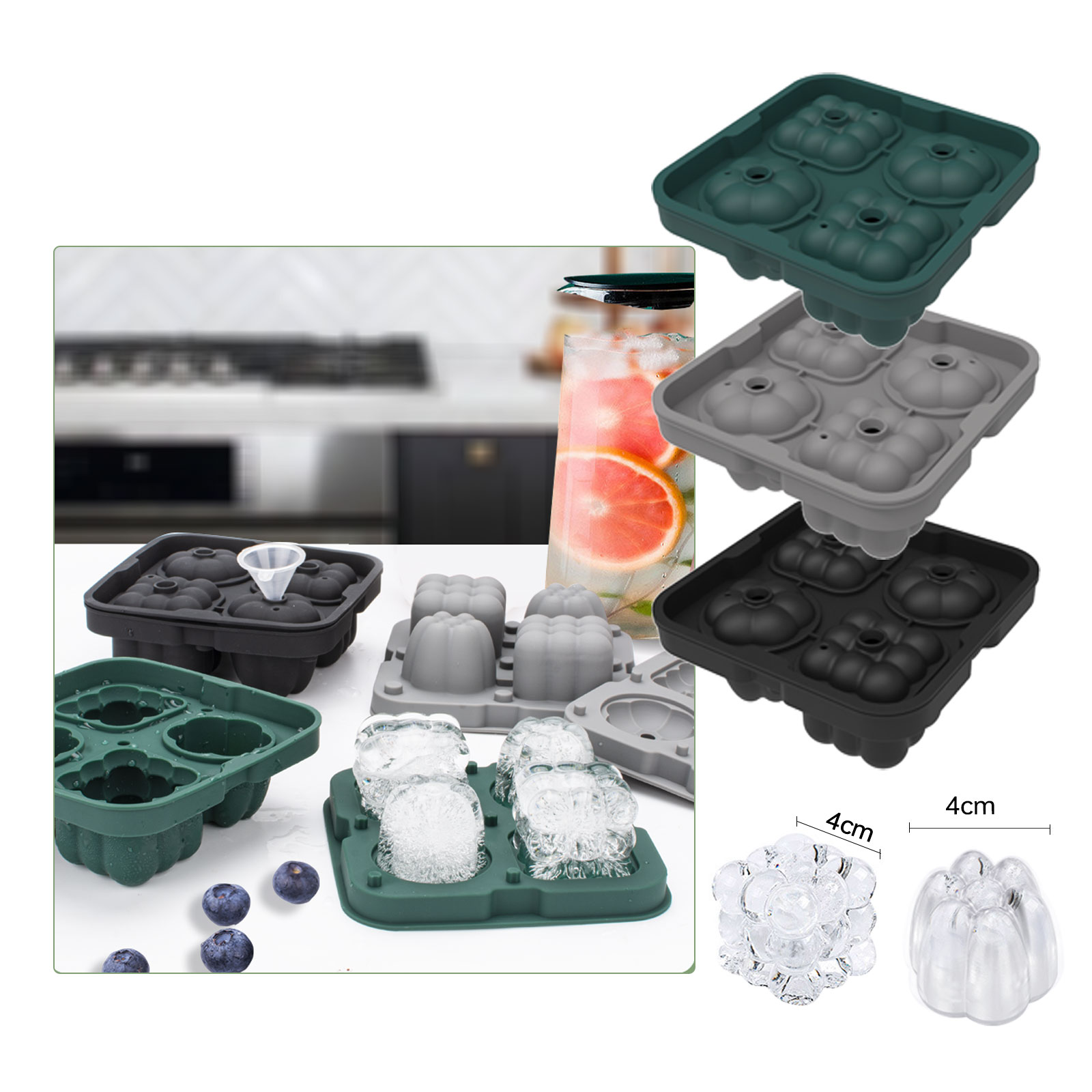 Силиконовая форма для мороженого с 4 полостями