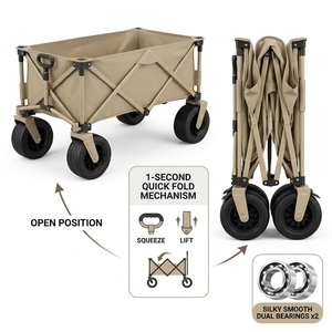 E-Commerce Portable Folding Camping Wagon 150KG Capacity Lightweight <b>Foldable</b> Utility Cart with <b>Table</b> Compatibility for <b>Picnic</b> - Product Image 4