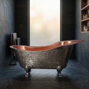 Baignoire ovale autoportante en cuivre antique à pattes, écologique, au design luxueux pour spa à domicile - Artisanat indien - Product Image 1