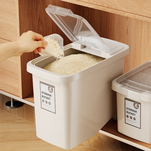 Storage Bucket Rice Storage Box 8L 12.5L 18L Flip Top Lid For Kitchen Food Grade Plastic Rectangle White - Product Image 4