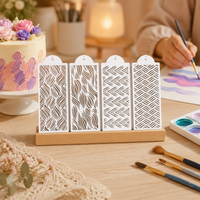4 pochoirs de décoration de gâteaux en plastique PET 15x39cm pour peinture, artisanat et dessin