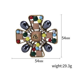 Broche Creativo Colorido con Cruz Hueca, Adornado con Diamantes de Imitación, Estilo Retro Vintage, Accesorio de Flor - Product Image 4