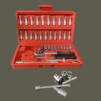 Juego de herramientas de reparación para el hogar y el automóvil de 46 piezas, juego de llaves de vaso para mantenimiento de automóviles y motocicletas