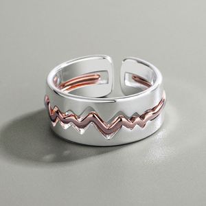 Bague de couple Cœur battant, Bijoux fins, Design 2-en-1, Bagues de mariage personnalisées en argent 925 pour homme et femme - Product Image 1