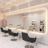 Miroir mural grand format avec éclairage intégré, style luxe léger, forme carrée, pour salon de coiffure et coiffeuse, idéal pour influenceurs