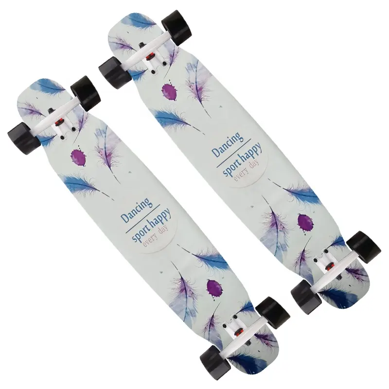 Wholesale Diy Maple Fiber Glass Double Kick Professional 7 Ply Maple Complete Dance Longboard Skateboard