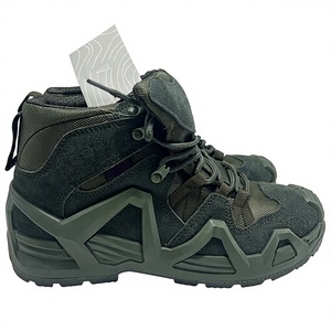 Bottes de randonnée mi-hautes en cuir de vachette suédé noir SF07, chaussures tactiques durables, chaussures d'entraînement en plein air - Product Image 6