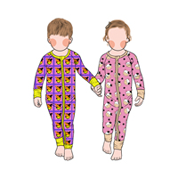 Vente en gros de combinaisons pour enfants en bambou, style personnalisé, nouvelle collection, fermetures éclair, manches longues, ensemble complet, léger et respirant
