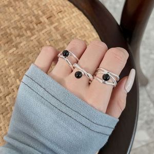 Dylam New Arrival Women Fine Fashion Jewelry Solid <b>Sterling</b> <b>Silver</b> Non Tarnish Bell Shape Black Onyx Open <b>Adjustable</b> <b>Rings</b> - Product Image 3