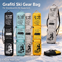 Sac à roulettes pour ski et snowboard Graffiti, roues silencieuses, séparation sec/humide, pour skis simples/doubles 160+15cm, sac de transport imperméable pour équipement de neige