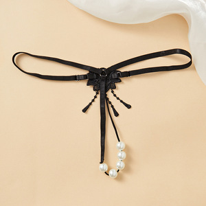 Tanga Transparente Sexy para Mujer, con Perlas, de Nailon Negro, Modelo 8006 - Product Image 4