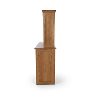 Comptoir de bar professionnel en chêne de 2,4 m, pliable et articulé, avec armoire arrière de 195 cm, idéal pour les événements, mariages, banquets et locations.