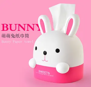 Mooie Bunny Cartoon Dier Vormige Plastic Roll Paper Tissue Opslag Creative Box