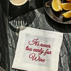 15*15cm <b>Bar</b> Wine <b>Mat</b> French Pure Organic Flax Fabric Hemistitch Embroidered Pattern Linen Cocktail Napkin with Monogram - Product Image 2