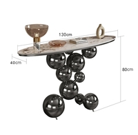 Table console créative haut de gamme en marbre, table d'appoint de luxe légère pour entrée d'hôtel, en acier inoxydable sphérique pour salon
