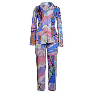 MZL1376 Completo Elegante Autunnale da <span class=keywords><strong>Donna</strong></span> con Stampa Floreale e Pantaloni, Tailleur da Ufficio per Donne - Product Image 4