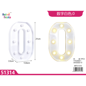 Luce LED numero bianco 0 per la decorazione del partito 21cm X 138cm IP65 valutato per le vacanze di natale - Product Image 1