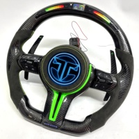 Volant de voiture en fibre de carbone avec LED pour BMW F10 F11 F15 F18 F20 F23 F25 F30 F32 F35 F40 F80 E84 E87 E90 E92 E93 - Accessoires automobiles
