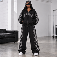 Fabricants de vêtements sur mesure : Ensemble de survêtements en molleton épais sérigraphié avec strass pour femme
