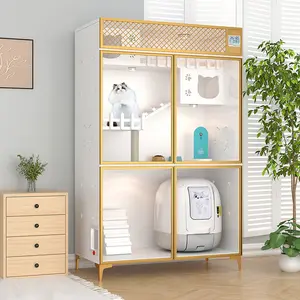 Cages et maisons pour animaux de compagnie Mobilier d'intérieur en bois pour animaux de compagnie Villa de luxe pour chat Maison pour chat en bois grand espace