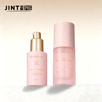 Flacon pompe en verre rose givré vide avec pompe dorée pour sérum visage et soins de la peau