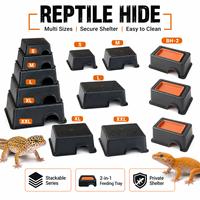 Boîte de cachette en plastique pour reptiles, grotte cachette pour gecko léopard, serpent, lézard, décoration de terrarium, fournitures pour animaux de compagnie
