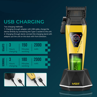 Tondeuse à cheveux professionnelle rechargeable VGR V-877 S2 DLC Blade 9000RPM, combo barbier, tondeuse à cheveux professionnelle pour salon