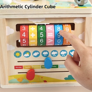 Nouvelle boîte de rangement Montessori éducative en bois <span class=keywords><strong>6</strong></span>-en-1 multifonctionnelle pour enfants, <span class=keywords><strong>cube</strong></span> <span class=keywords><strong>d</strong></span>'activités pour bébés avec labyrinthe de perles pour tout-petits - Product Image 5