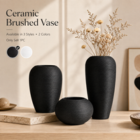 Vases en céramique noire nordique, décoration esthétique pour la maison, salon, salle à manger, table, accessoires de décoration de bureau, vase