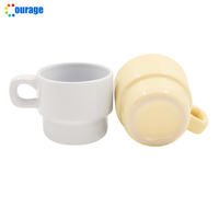 Mug à café en céramique blanc beige empilable de 250 ml, personnalisable par sublimation