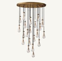 Lámpara de Techo LED Moderna de Lujo, Araña para Decoración del Hogar, Base para Bombilla E26, Iluminación Rectangular de Latón en Espiral para Escaleras