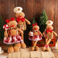 Boneka Gingerbread Man Seri Kain Poliester Berkaki Panjang Hiasan Jendela Natal Mainan Dekorasi Hadiah Gantungan Stoking