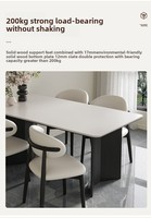 Ensemble table à manger et chaises en bois de noyer en forme de goutte en pierre blanche de riz de style français