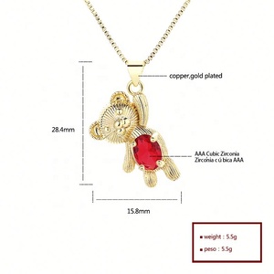 คอลเลคชั่นสัตว์น่ารัก ขายส่ง สร้อยคอหมีประดับเพชรซิคอน ชุบทอง 18K เครื่องประดับแฟชั่นสำหรับผู้หญิง - Product Image 6